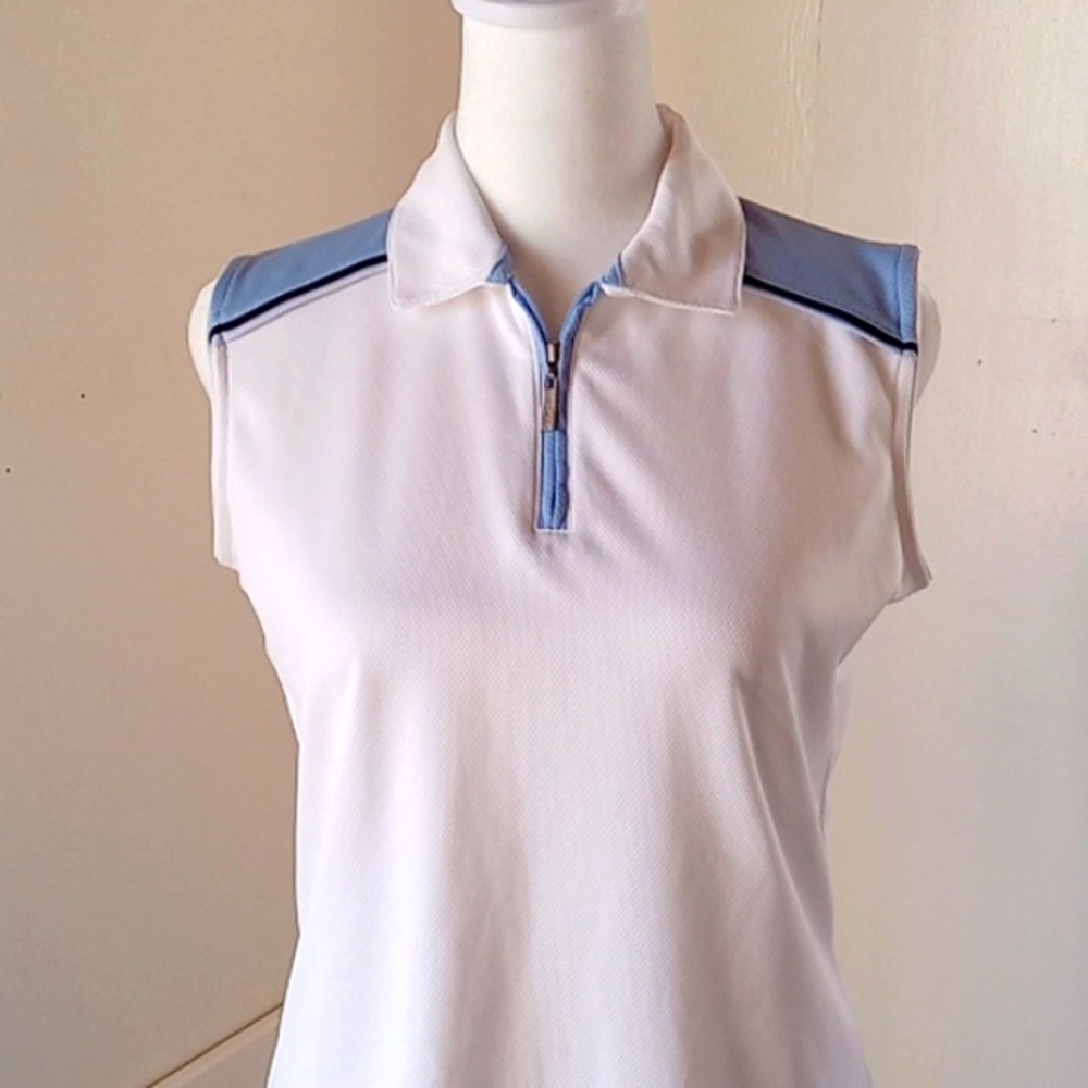Sport Haley Tennis Golf Sleeveless Tank Top Size M White Blue